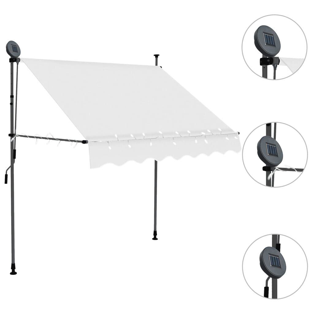 vidaXL Luifel Handmatig Uitschuifbaar met LED (200cm Crèmekleurig) - 34% Korting!