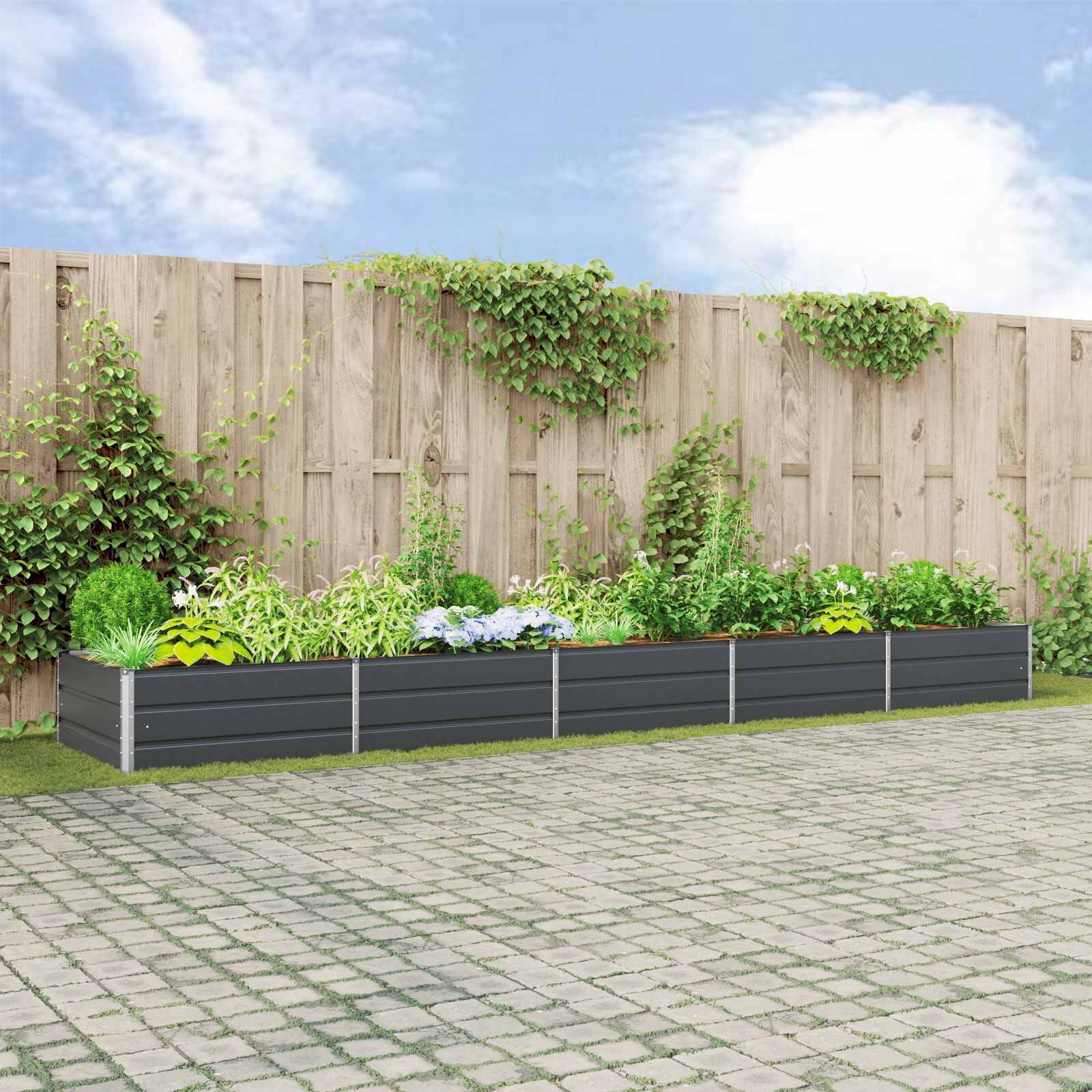 Plantenbak Antraciet 195x100x45 cm - Gegalvaniseerd Staal - 54% Korting