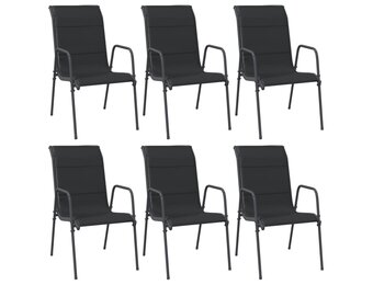 VidaXL Tuinstoelen 6 st. Staal & Textileen Zwart - 35% Korting!