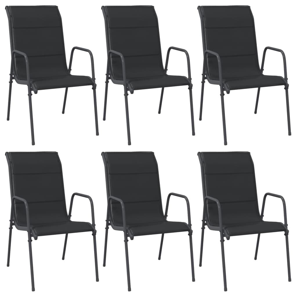 VidaXL Tuinstoelen 6 st. Staal & Textileen Zwart - 35% Korting!