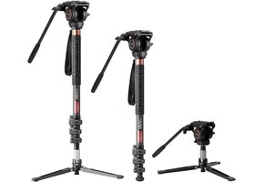 Koolstofvezel eenpootstatief 181 cm met draaibare kop | 41% Korting