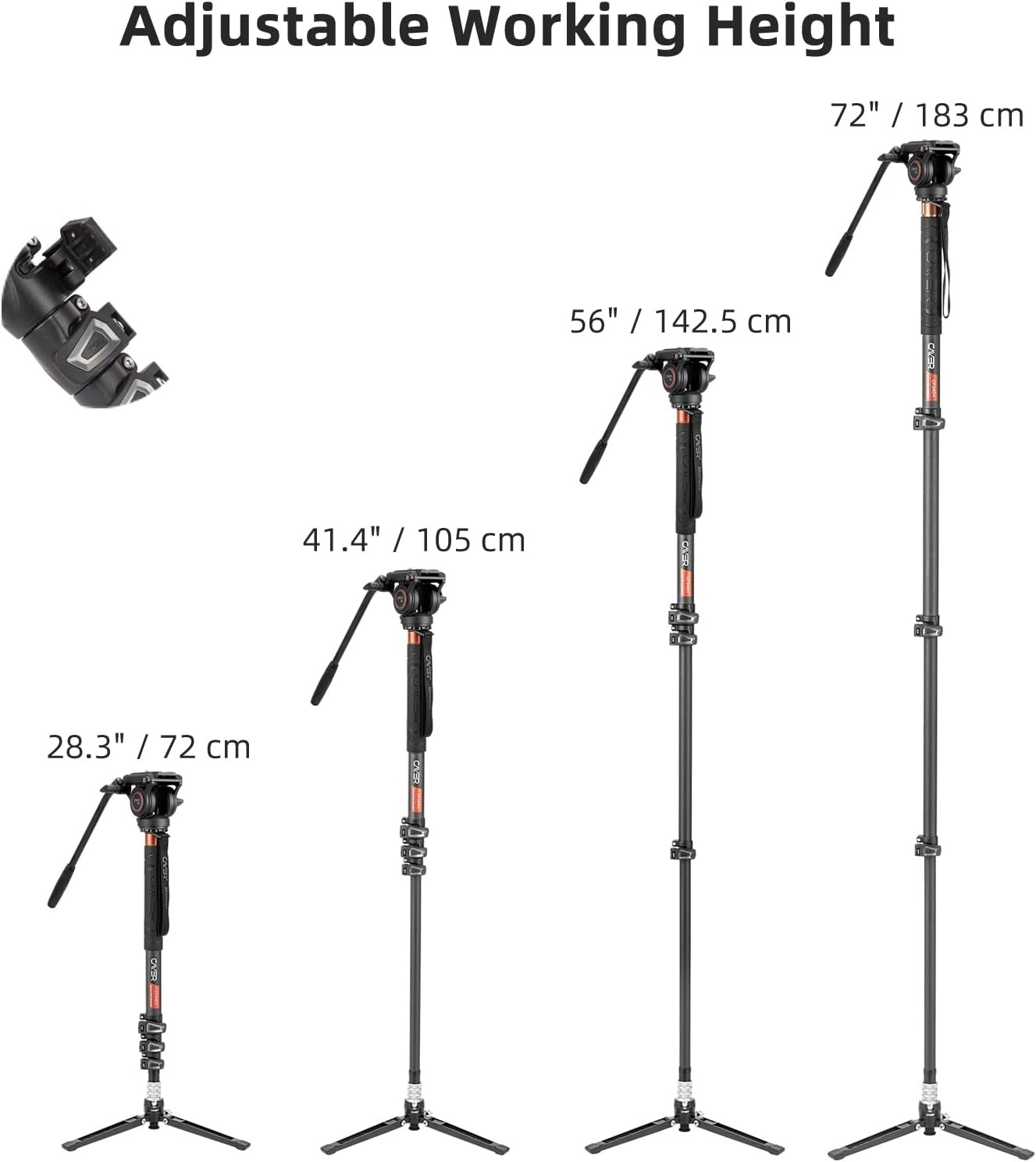 71" Koolstofvezel Eenpootstatief (35% KORTING)