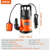 Dompelpomp 1 PK - 15.142 L/u - 9,4m Opvoerhoogte - 34% Korting