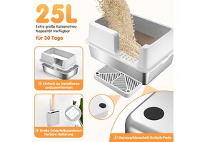 XXL Kattenbak RVS met Hoge Rand - 36% Korting