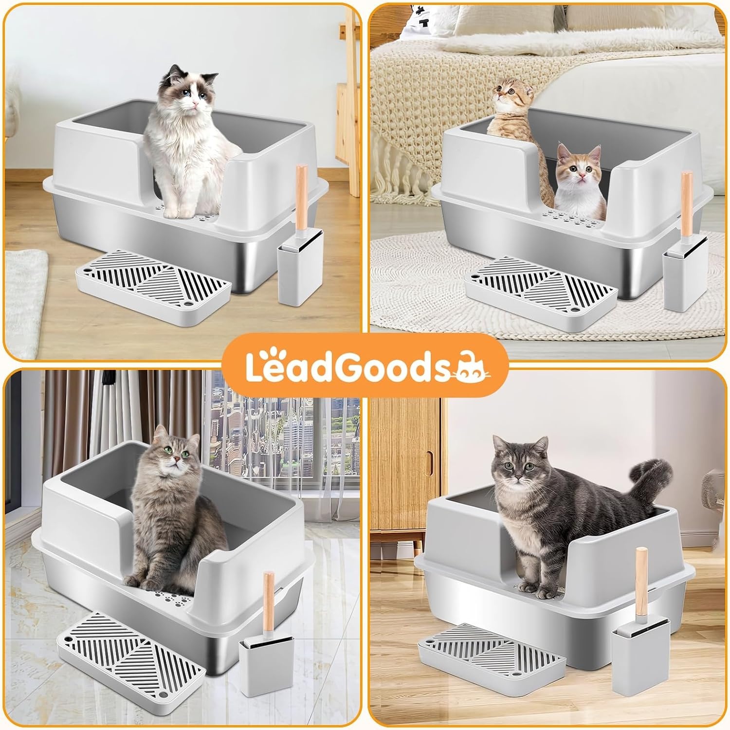 XXL Gesloten Kattenbak RVS - 60x40cm - Lekvrij & Geurloos - 29% Korting