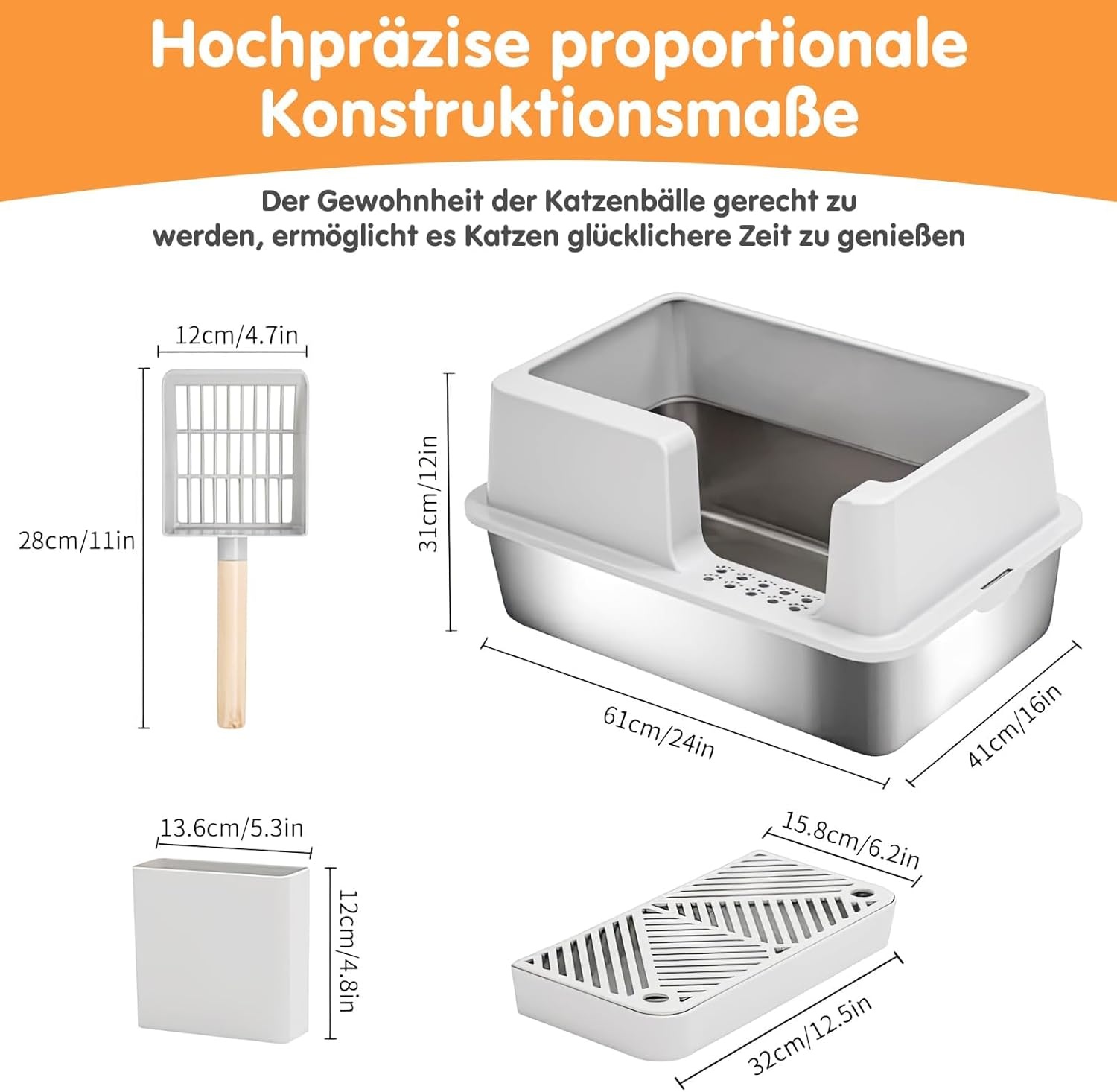 XXL Gesloten Kattenbak RVS - 60x40cm - Lekvrij & Geurloos - 29% Korting