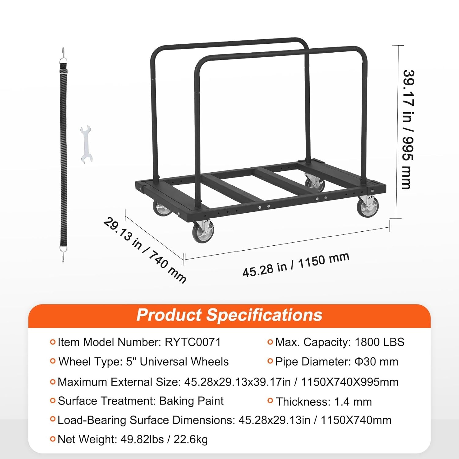 Platenwagen Gipsplatenkar - 816 kg capaciteit - 30% korting!