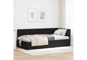 Hoekbedframe Zwart Fluweel 90x200cm - 35% Korting