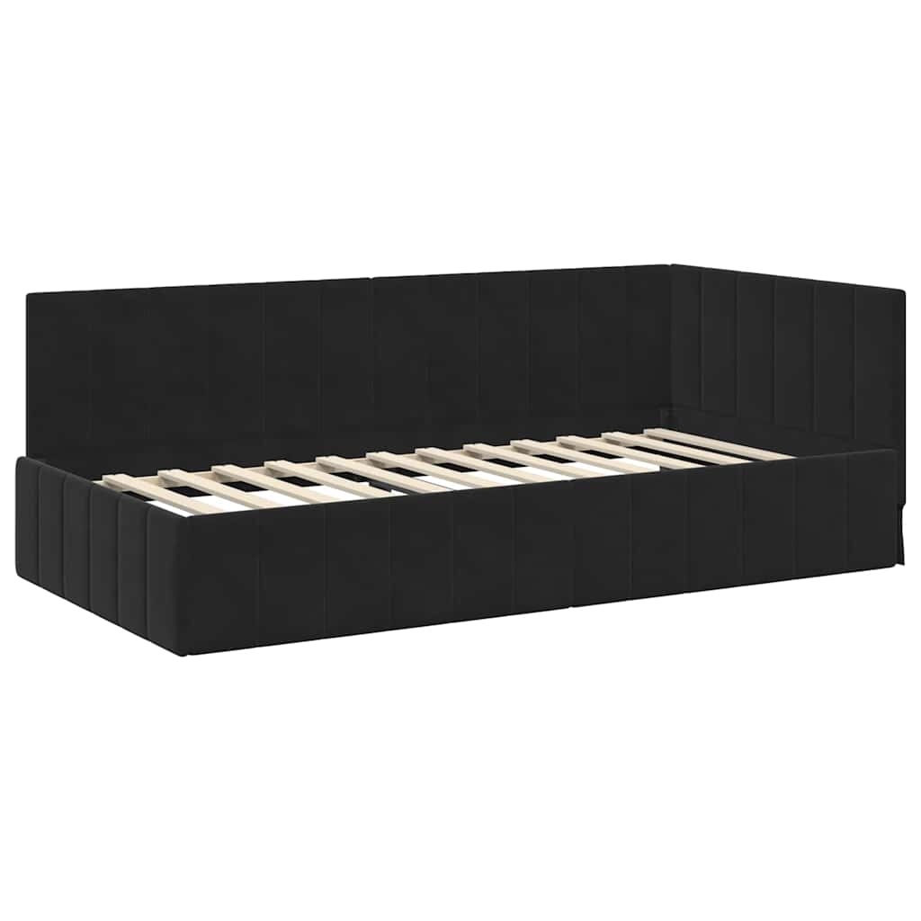 Hoekbedframe Zwart Fluweel 90x200cm - 35% Korting