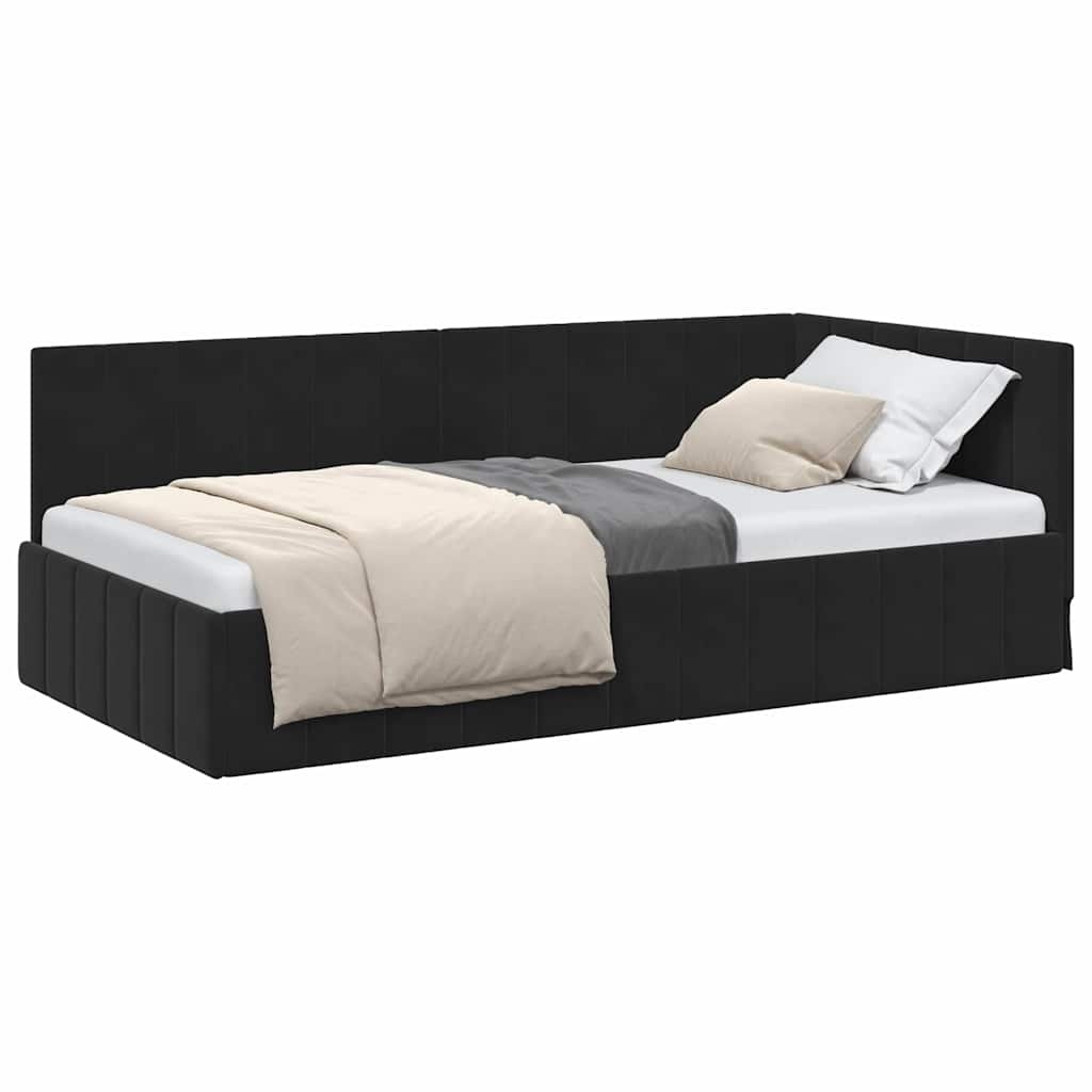 Hoekbedframe Zwart Fluweel 90x200cm - 35% Korting