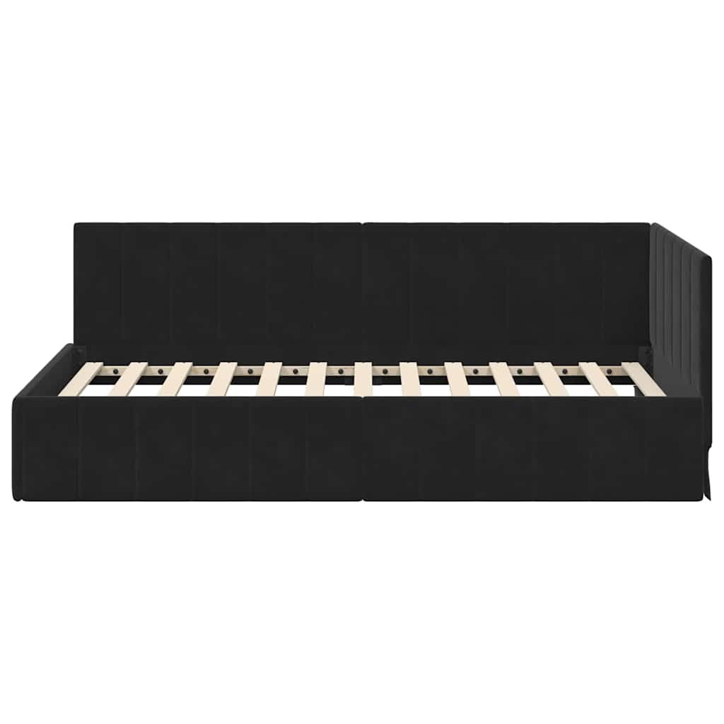 Hoekbedframe Zwart Fluweel 90x200cm - 35% Korting