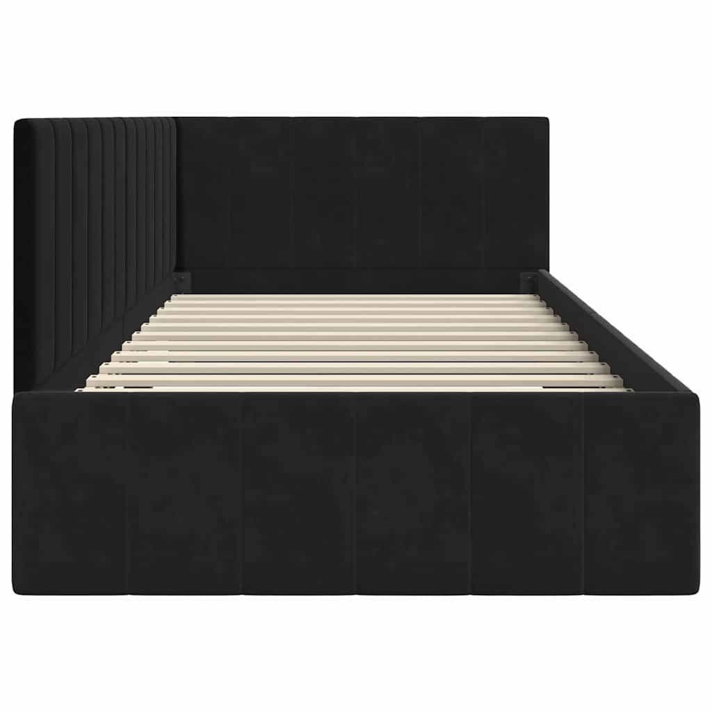 Hoekbedframe Zwart Fluweel 90x200cm - 35% Korting