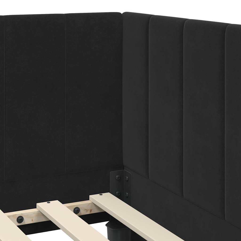 Hoekbedframe Zwart Fluweel 90x200cm - 35% Korting