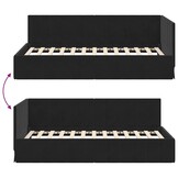 Hoekbedframe Zwart Fluweel 90x200cm - 35% Korting