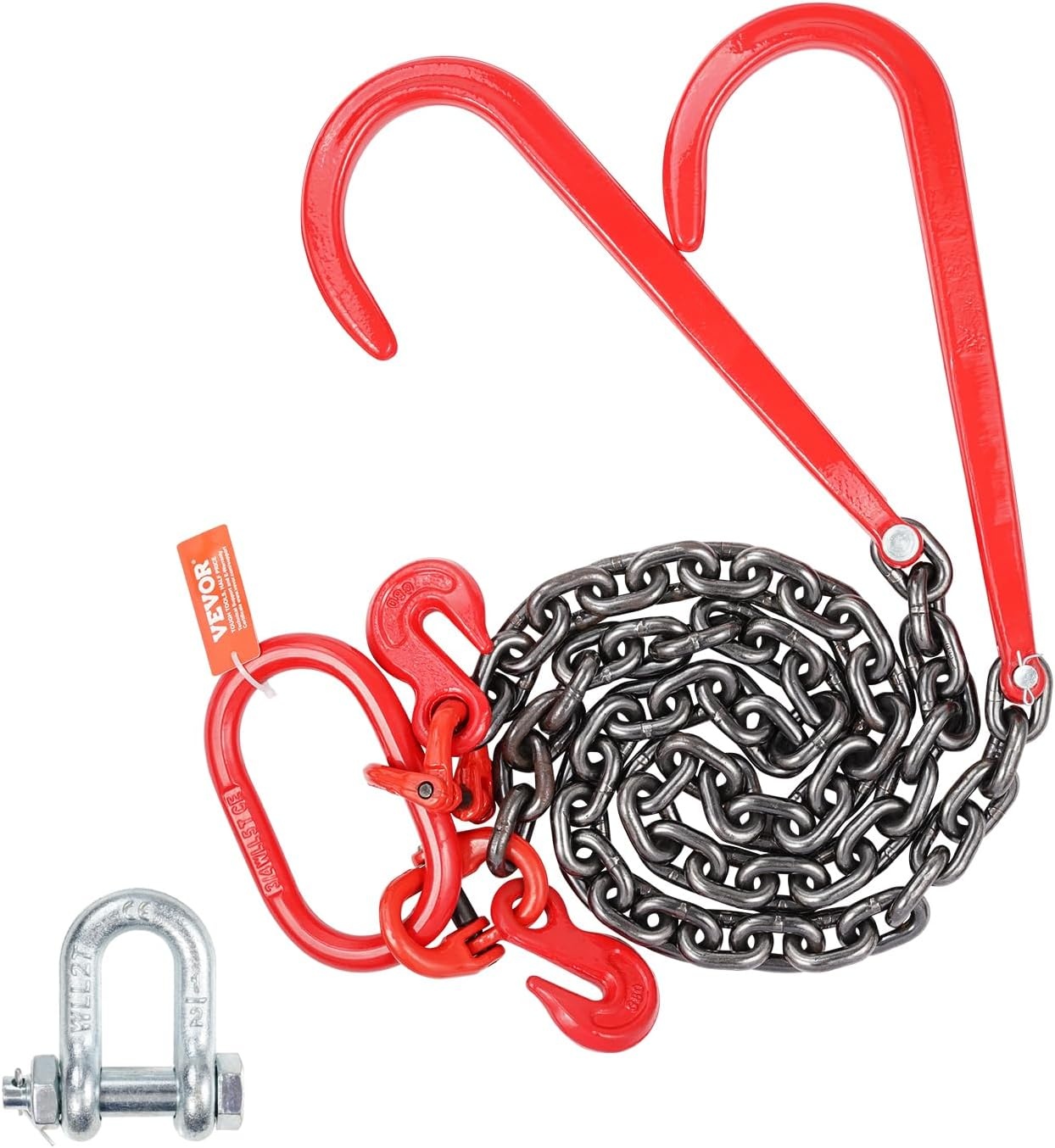 Robuuste Sleepketting V-flens G80 | 10mm x 90cm Staal | 7074 kg Draagkracht | 54% Korting