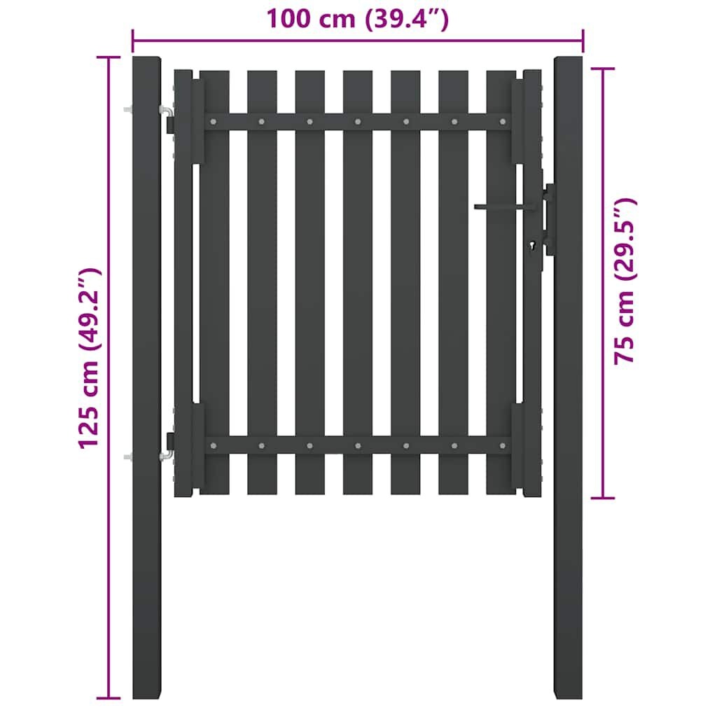 Stalen Tuinpoort 1x1,25 m Antraciet - 35% Korting