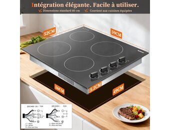 Karinear Keramische Kookplaat 60cm, 6000W, Timer, Kinderbeveiliging - Zwart (30% Korting!)