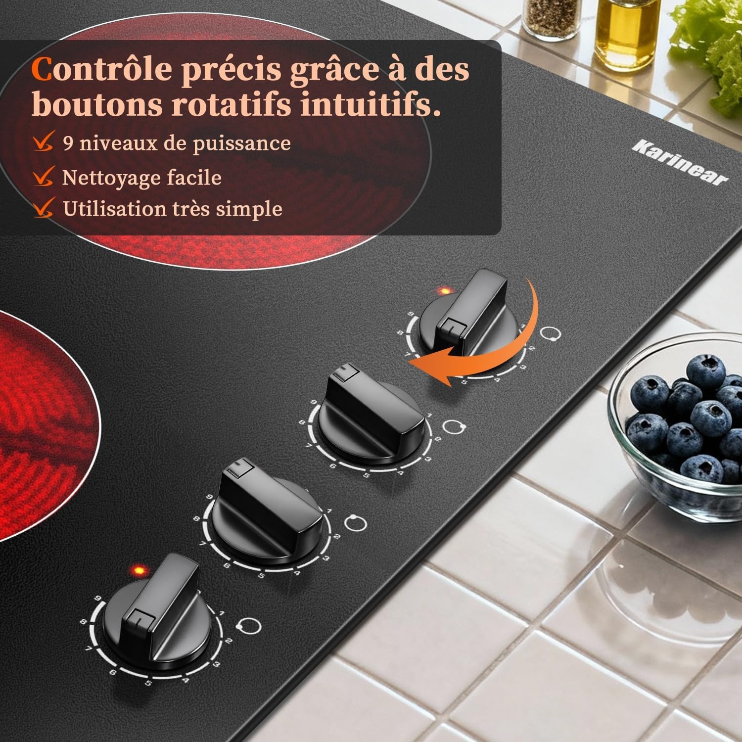 Karinear Keramische Kookplaat 60cm, 6000W, Timer, Kinderbeveiliging - Zwart (30% Korting!)
