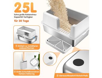 XXL RVS Kattenbak 60x40cm - Gesloten met Hoge Rand - 29% Korting!