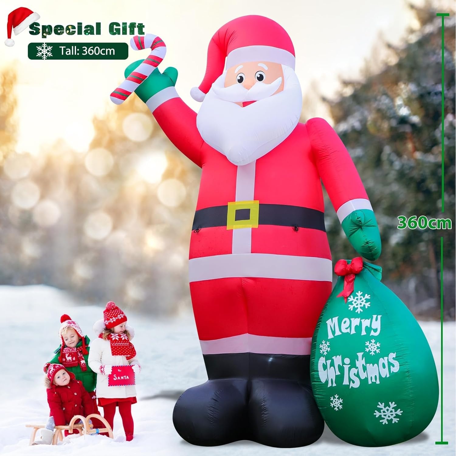 Opblaasbare Kerstman 3.6m met LED-verlichting - 34% Korting