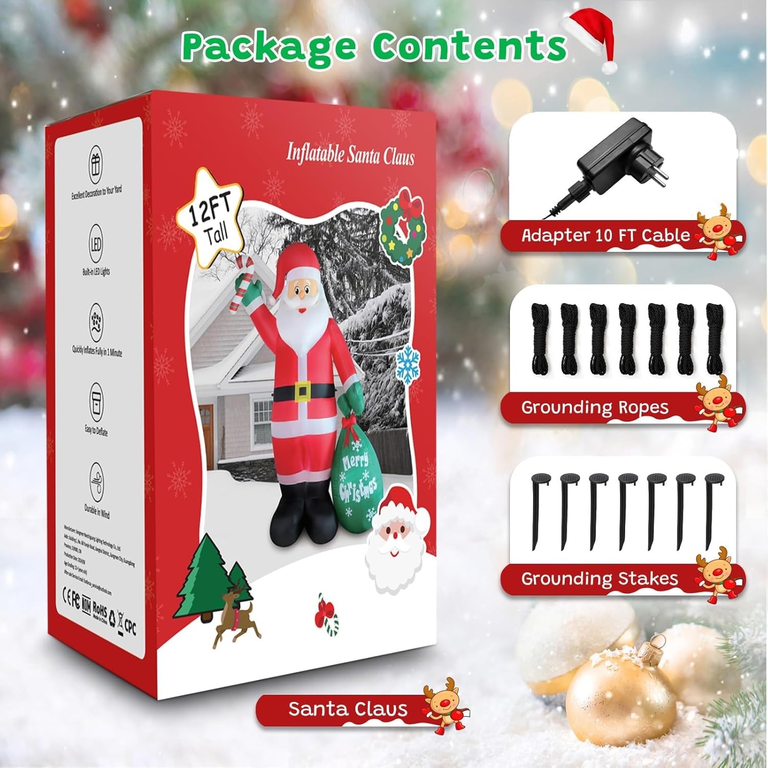 Opblaasbare Kerstman 3.6m met LED-verlichting - 34% Korting