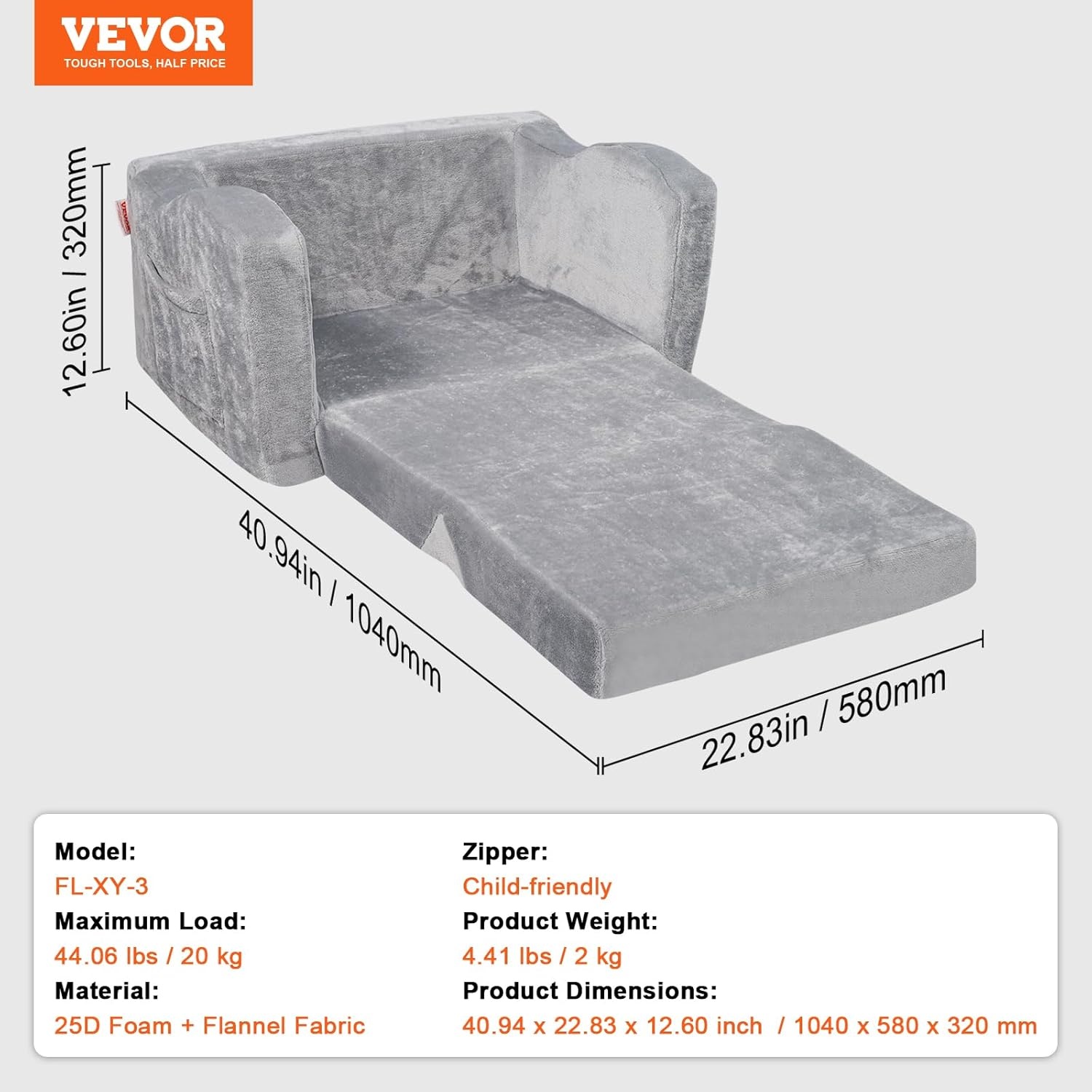 VEVOR Kinderbank & Speelmat 104cm Grijs - 33% Korting!