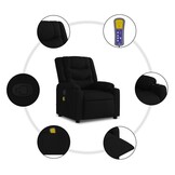 Verstelbare Massagestoel Stof Zwart - 35% Korting