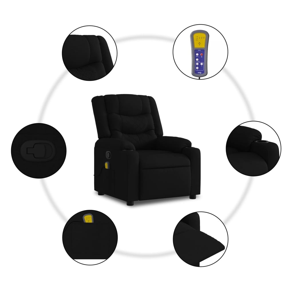 Verstelbare Massagestoel Stof Zwart - 35% Korting
