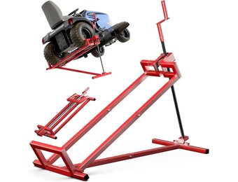 VOUNOT Grasmaaierlifter | Zet op grasmaaier Jack | Telescopische tuin grasmaaier Lifter | Hefinrichting 400 kg voor maaiertractor | Rode kleur | Telescopische versie voor 30% geheugenbesparing