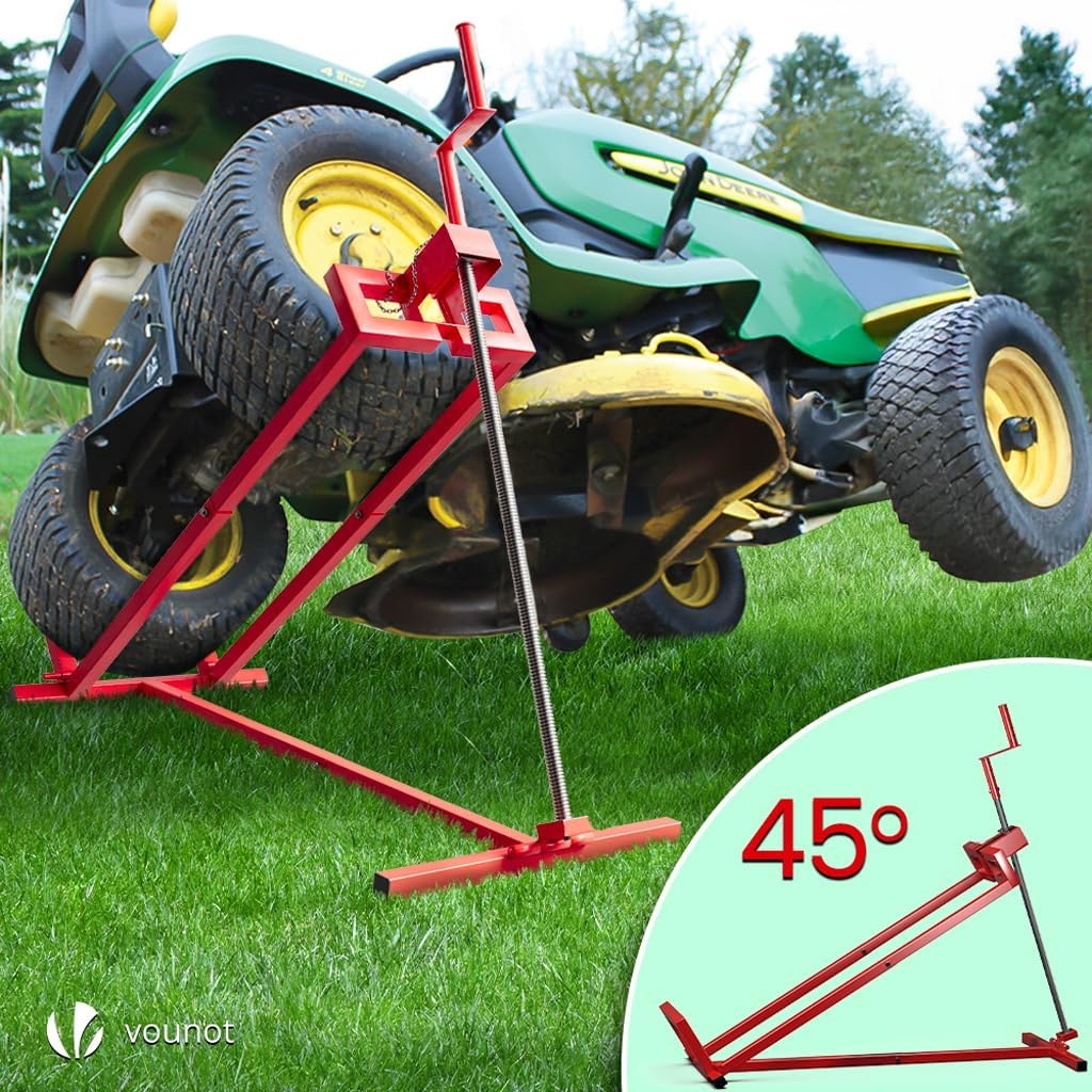 VOUNOT Grasmaaierlifter | Zet op grasmaaier Jack | Telescopische tuin grasmaaier Lifter | Hefinrichting 400 kg voor maaiertractor | Rode kleur | Telescopische versie voor 30% geheugenbesparing
