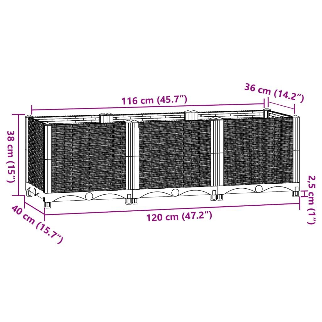 Verhoogde Plantenbak 120x40x38cm Blauwgrijs | -74%
