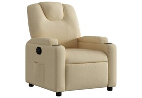 Verstelbare crèmekleurige stoffen fauteuil - 35% korting