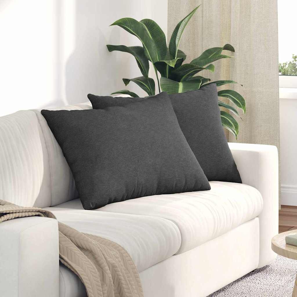 vidaXL Sofa Kussens 2 pcs Donkergrijs 70 x 50 cm Katoen Stof