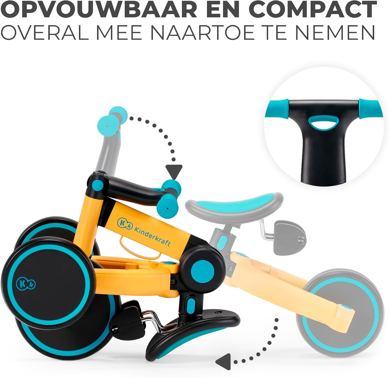 Kinderkraft 4TRIKE 3-in-1 Driewieler en Loopfiets - Geel