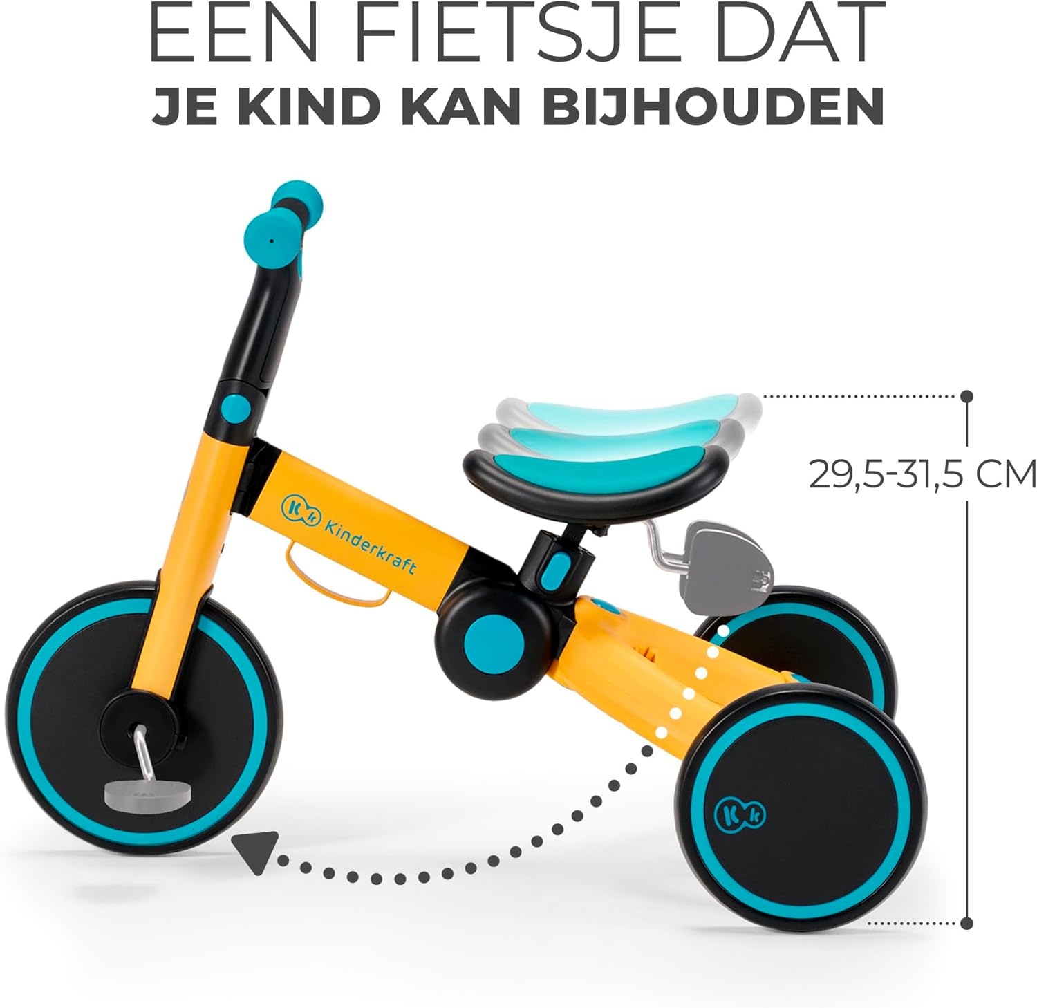 Kinderkraft 4TRIKE 3-in-1 Driewieler en Loopfiets - Geel