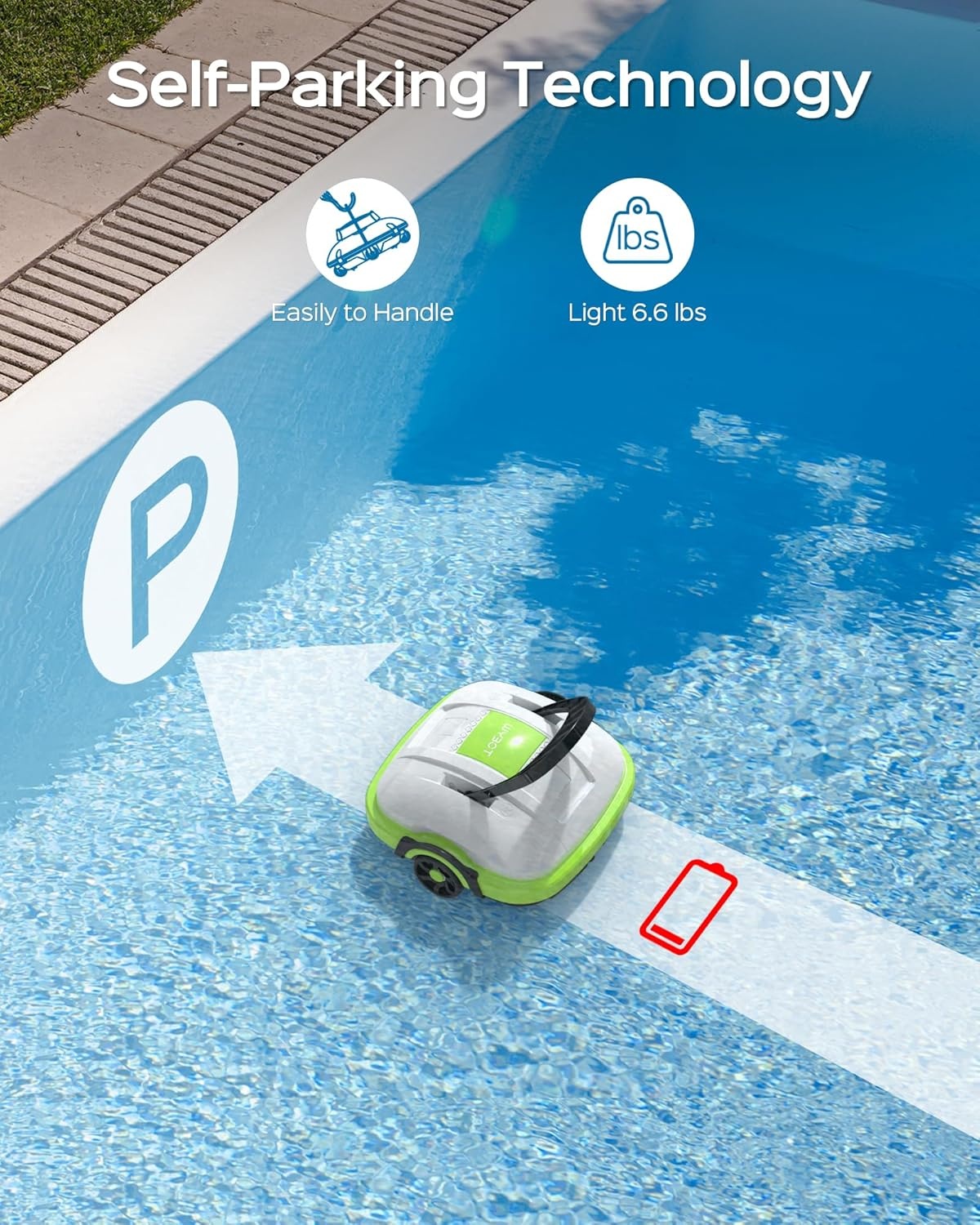 WYBOT Zwembad Reiniger Accu met Dubbele Motor Wit Groen