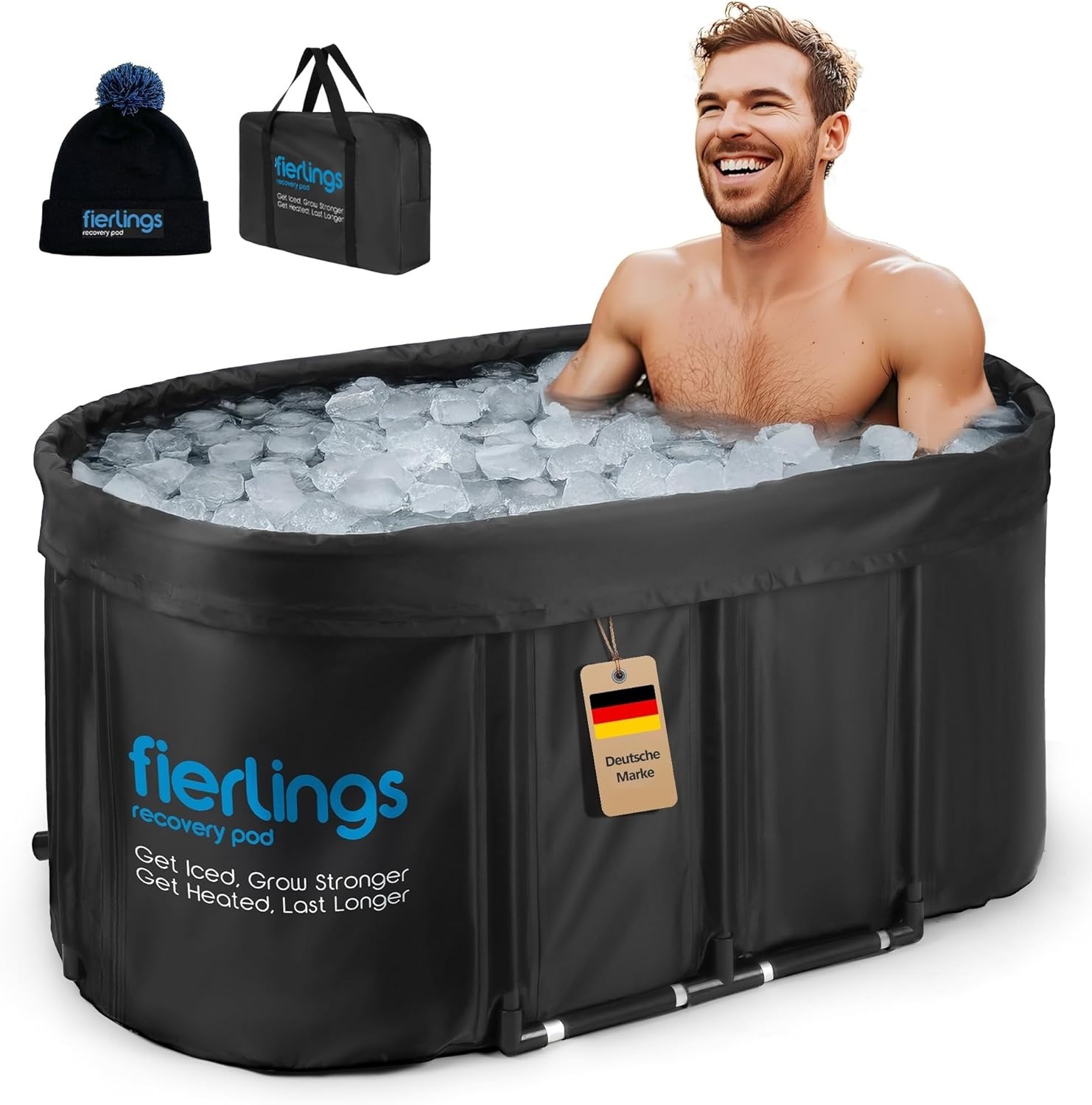 Premium 120 cm ovaal ijsbad, mobiel opvouwbaar bad met 5 isolatielagen en 3-laagse cover, Ice Bath voor binnen en buiten, Zitbad voor thuis, Dombelbad, Hottub