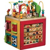 Battat BT2599C1Z Large Motor Cube, Motor Skills Toy, Motor Skills Activity Center, Animal Farm, Wooden Toy, Baby Toy from 1 Year,Multi-Colored