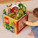 Battat BT2599C1Z Large Motor Cube, Motor Skills Toy, Motor Skills Activity Center, Animal Farm, Wooden Toy, Baby Toy from 1 Year,Multi-Colored