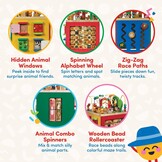 Battat BT2599C1Z Large Motor Cube, Motor Skills Toy, Motor Skills Activity Center, Animal Farm, Wooden Toy, Baby Toy from 1 Year,Multi-Colored