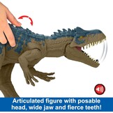 Jurassic World Ruthless Rampagin Allosaurus Dinosaur Toy, Action Figure with Continuous Chomp Attack & Roar Sounds, Button Activated Evolved Battle Spikes, HRX51
