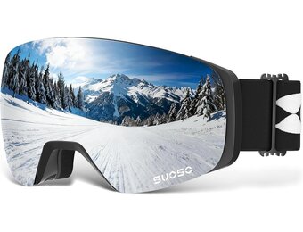 suoso OTG Skibril, uniseks, uv-bescherming, snowboardbril, brildrager, anti-condens, skibril, compatibel met helm