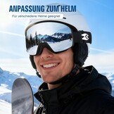 suoso OTG Skibril, uniseks, uv-bescherming, snowboardbril, brildrager, anti-condens, skibril, compatibel met helm