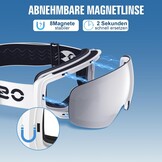 suoso OTG Skibril, uniseks, uv-bescherming, snowboardbril, brildrager, anti-condens, skibril, compatibel met helm