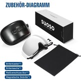suoso OTG Skibril, uniseks, uv-bescherming, snowboardbril, brildrager, anti-condens, skibril, compatibel met helm