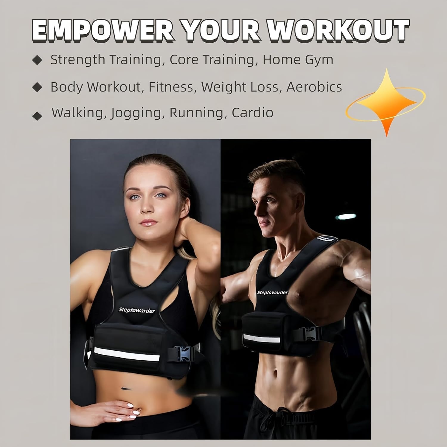 Gewichtsvest, 3 kg/5 kg, trainingsvest met reflecterende strepen en verstelbare riemen, fitnessvest voor krachttraining, hardlopen, cardio en fitness