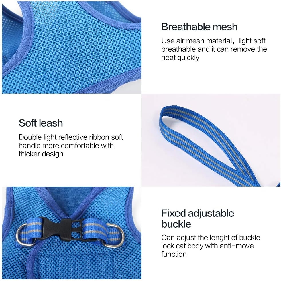 Lianzimau Kattenharnas met Leash - Lichtgewicht, Ontsnappingsproof en Verstelbaar Mesh Vest voor Puppy's en Kittens