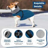 Queenmore Hondenjas voor grote honden, warm, waterdicht, 3-laagse uitvoering, hondenwinterjas voor windhond, labrador, golden retriever (coelineblauw, XL)