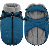 Queenmore Hondenjas voor grote honden, warm, waterdicht, 3-laagse uitvoering, hondenwinterjas voor windhond, labrador, golden retriever (coelineblauw, XL)