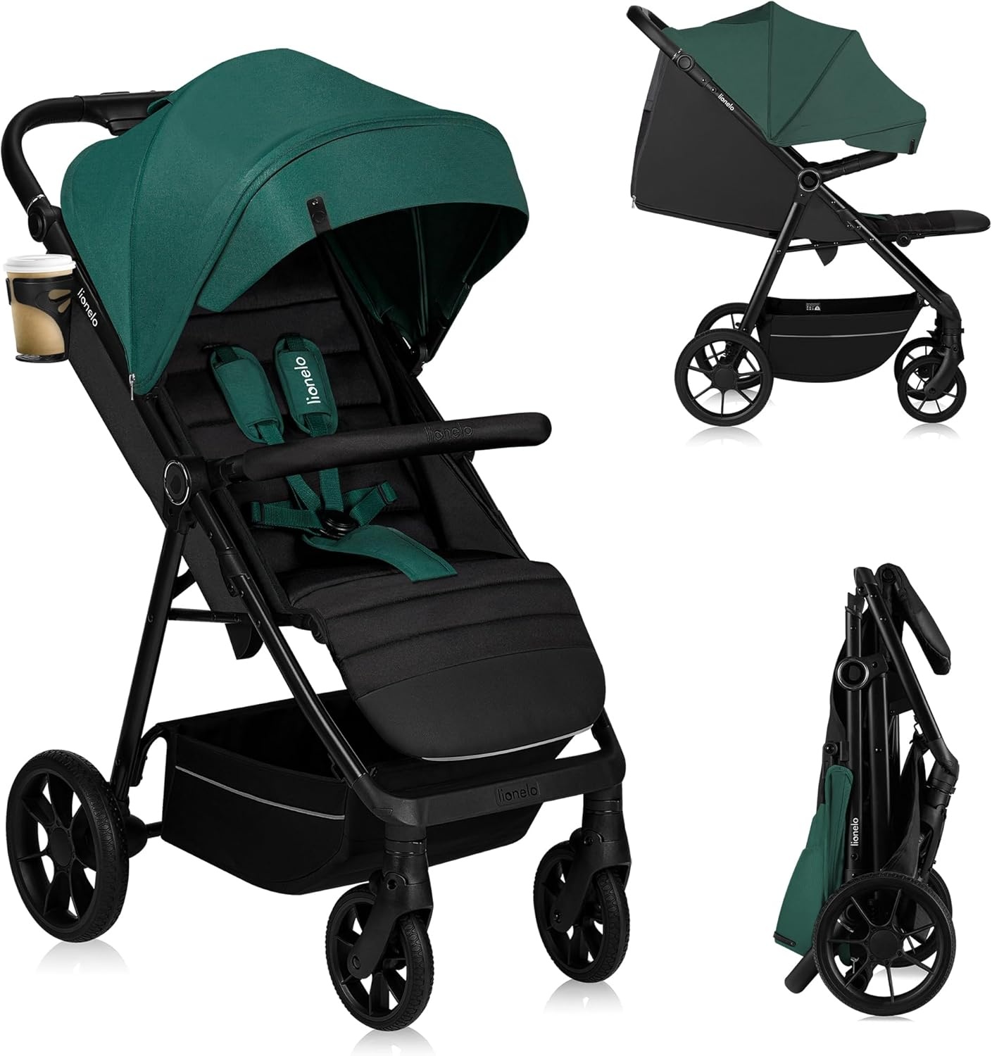 Lionelo Mira Kinderwagen Groen – Lichtgewicht wandelwagen tot 22 kg